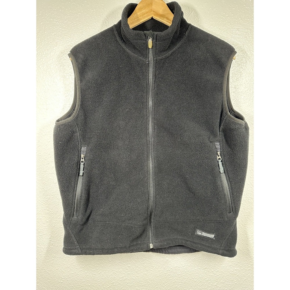 REI Vest Womens XL Black Fleece‎ Full Zip Outdoors Pockets Layering Hiking
